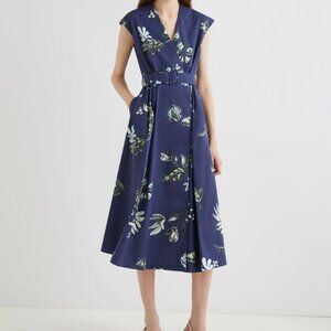 Marella Poplin crisscross dress - NAVY, Size US 2/ IT 38 NWT